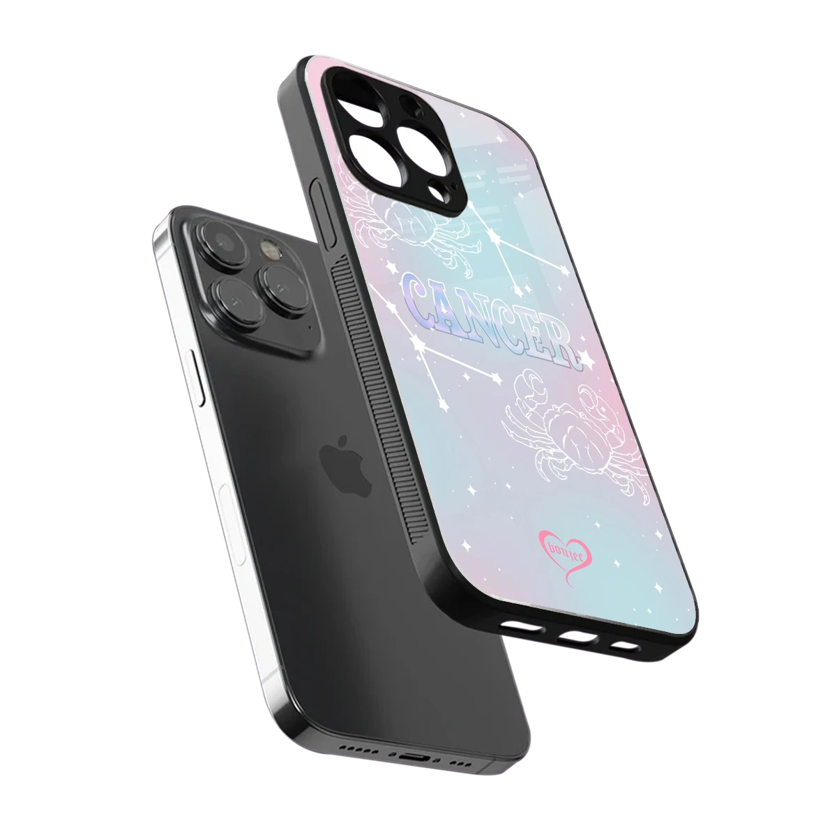 Cancer Aura sleek iphone 15 pro cover with tempered glass back and TPU edges