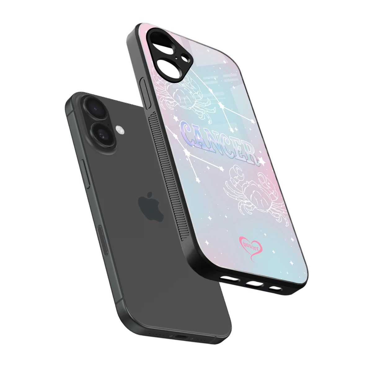 Cancer Aura sleek iPhone 16 cover with tempered glass back and TPU edges