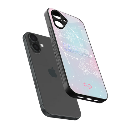 Cancer Aura sleek iPhone 16 cover with tempered glass back and TPU edges
