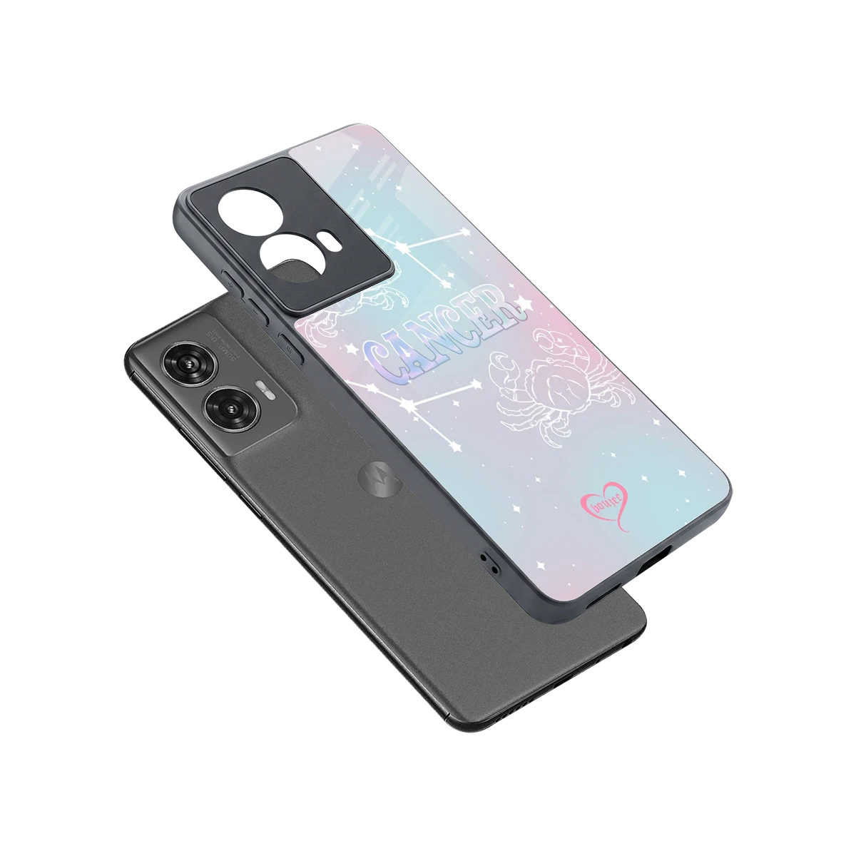 Cancer Aura sleek motorola edge 50 fusion cover with tempered glass back and TPU edges