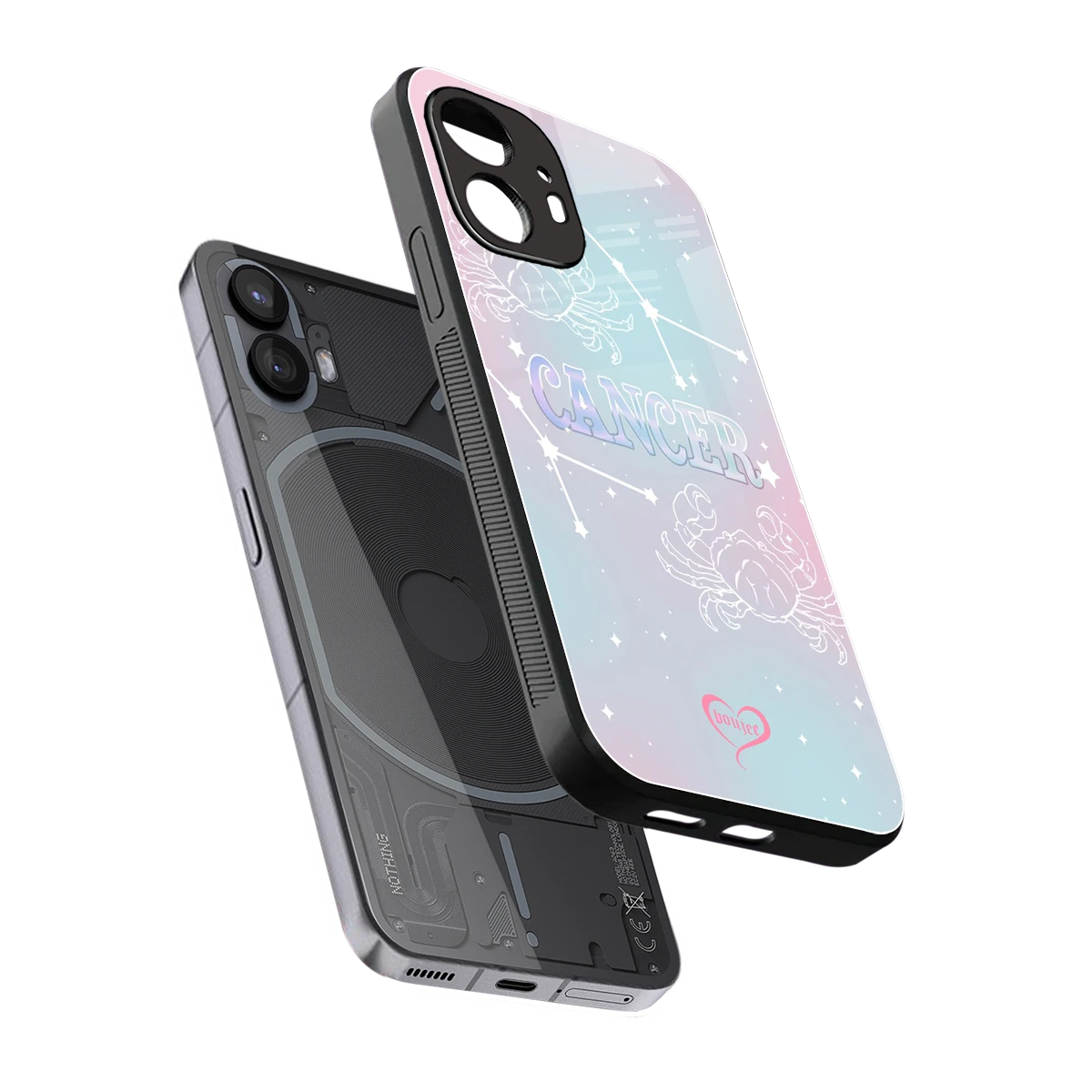 Cancer Aura sleek nothing phone 2 cover with tempered glass back and TPU edges