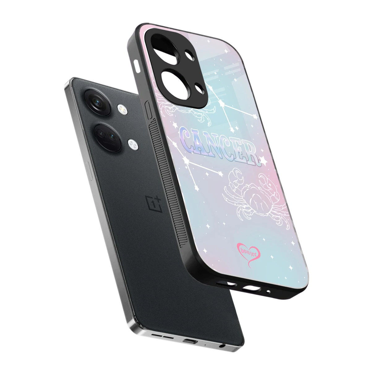 Cancer Aura sleek oneplus nord 3 cover with tempered glass back and TPU edges
