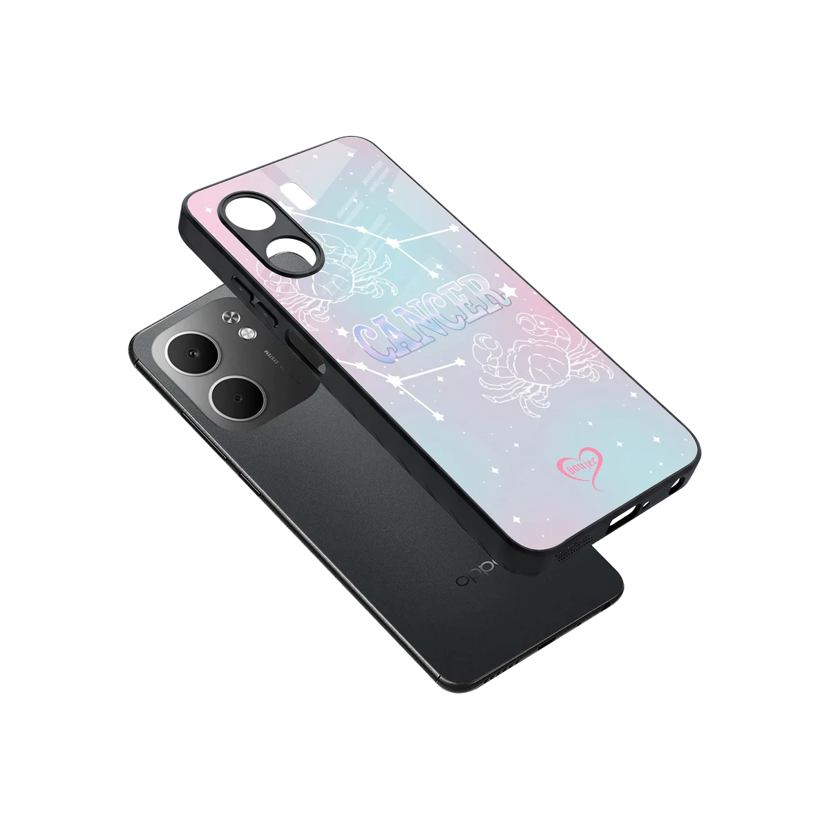 Cancer Aura sleek oppo a5x 5g cover with tempered glass back and TPU edges