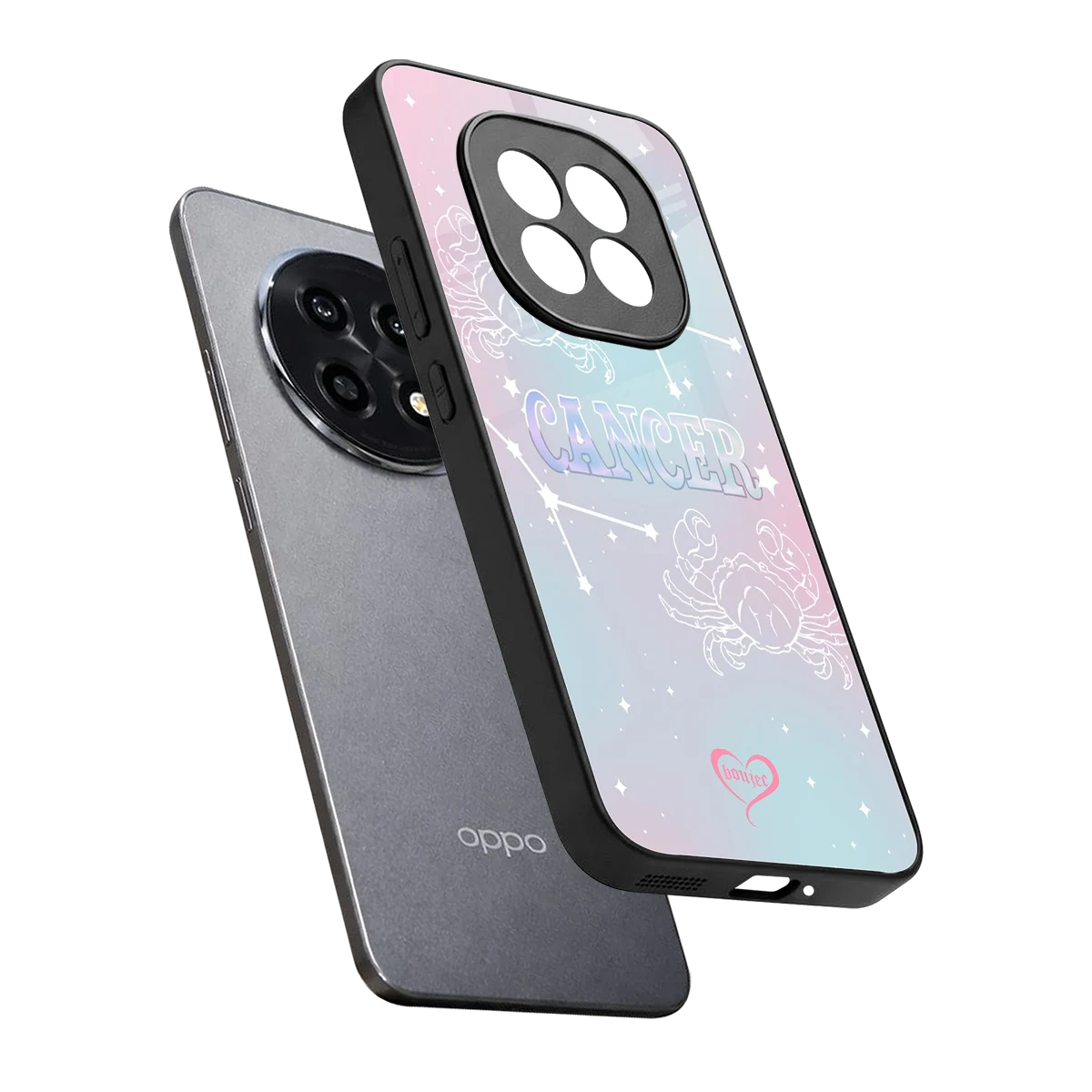 Cancer Aura sleek oppo f29 pro 5g cover with tempered glass back and TPU edges