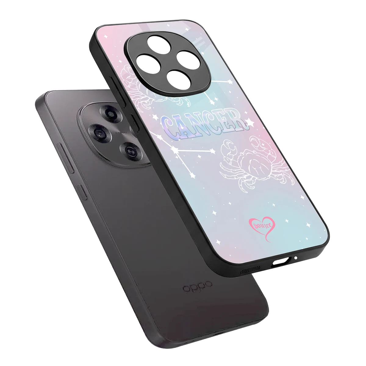 Cancer Aura sleek oppo f31 pro 5g cover with tempered glass back and TPU edges