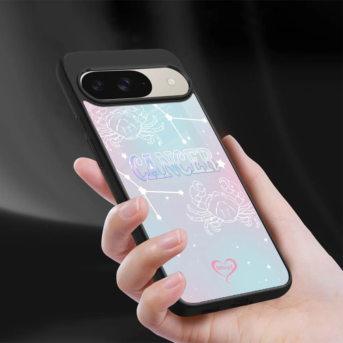 Cancer Aura sleek google pixel 9 cover with tempered glass back and TPU edges