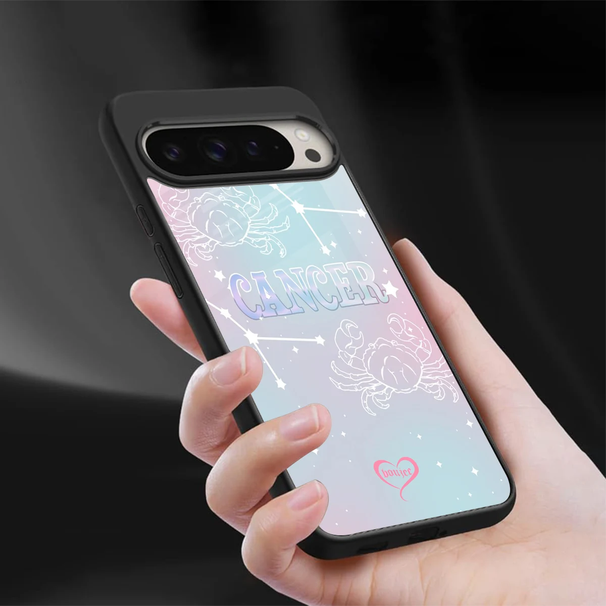 Cancer Aura sleek google pixel 9 pro xl cover with tempered glass back and TPU edges