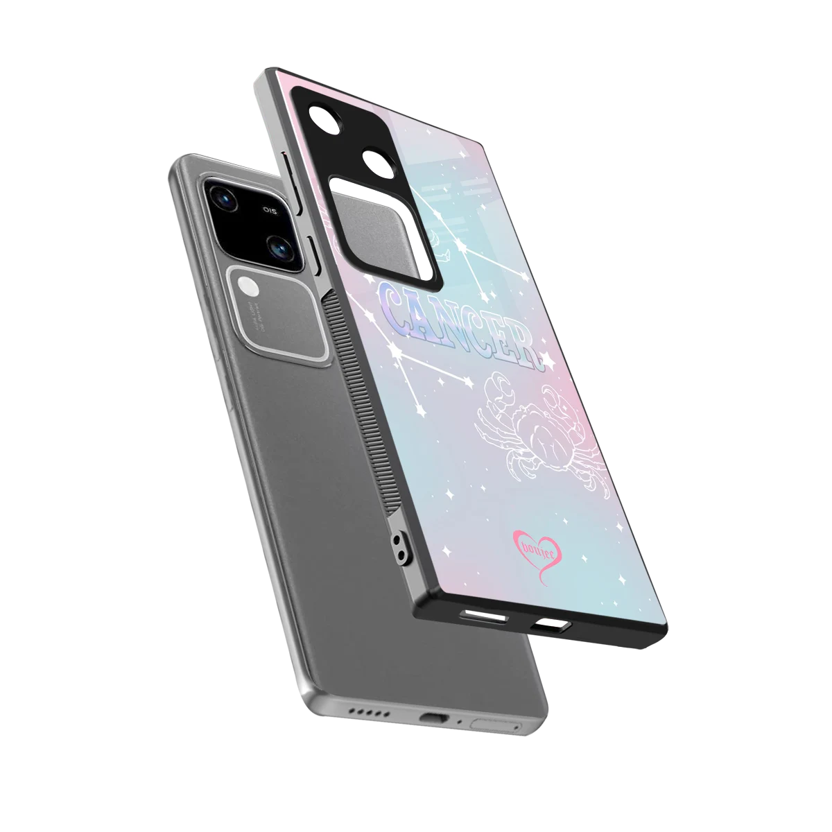 Cancer Aura sleek vivo v30 cover with tempered glass back and TPU edges