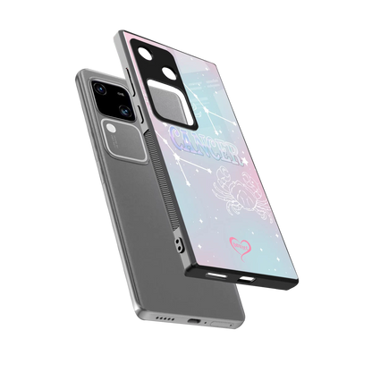 Cancer Aura sleek vivo v30 cover with tempered glass back and TPU edges