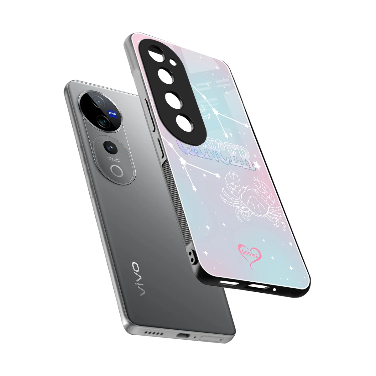 Cancer Aura sleek vivo v40 pro cover with tempered glass back and TPU edges