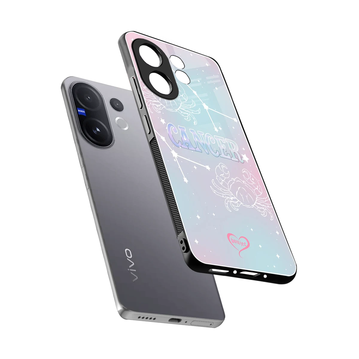 Cancer Aura sleek vivo v60 cover with tempered glass back and TPU edges