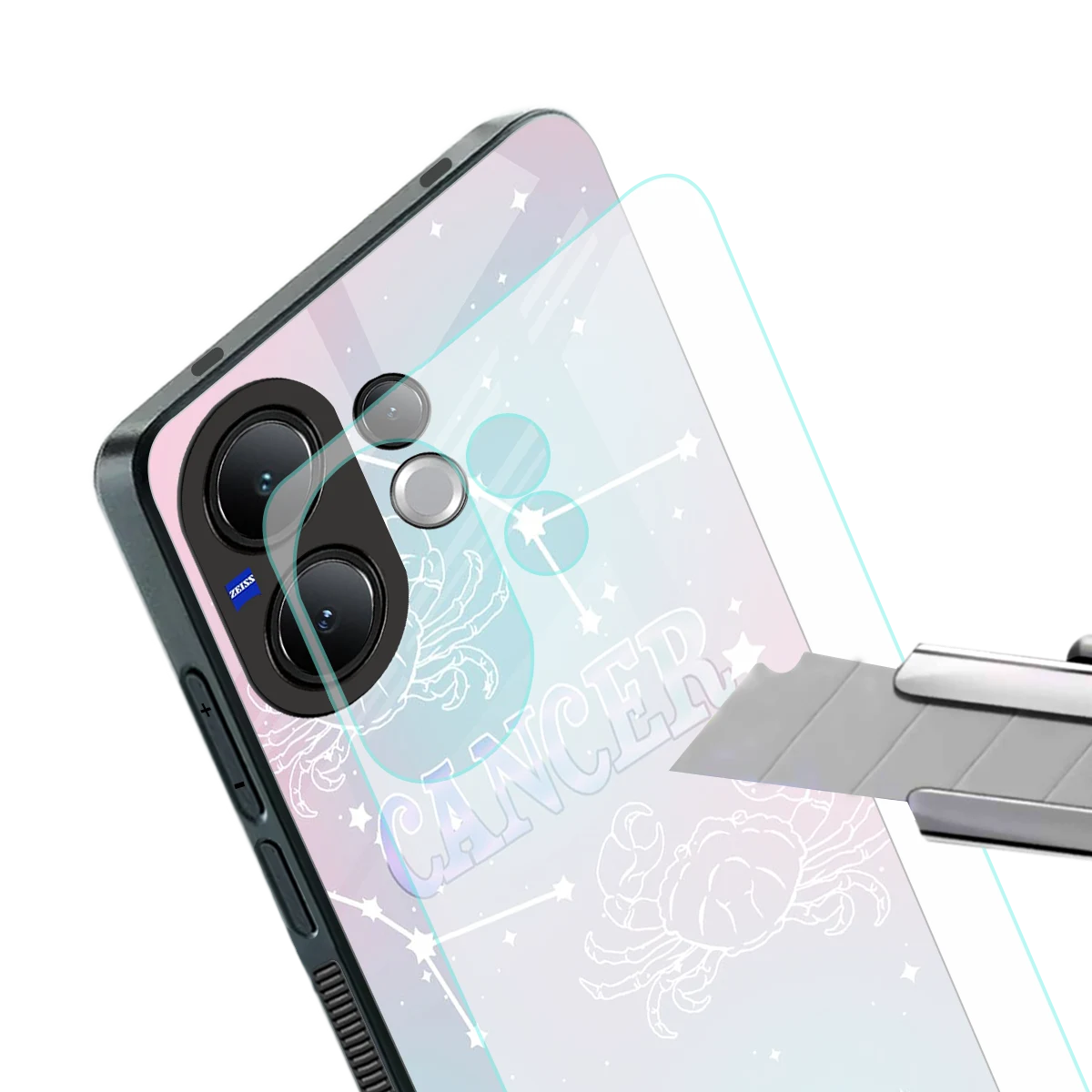 Cancer Aura stylish phone case for vivo v60 | glossy glass and slim fit