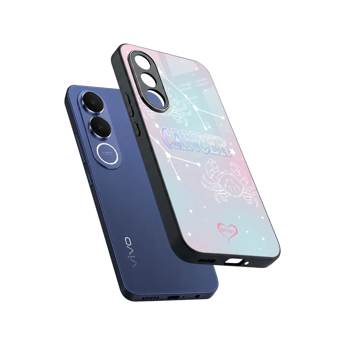 Cancer Aura sleek vivo v70 fe cover with tempered glass back and TPU edges