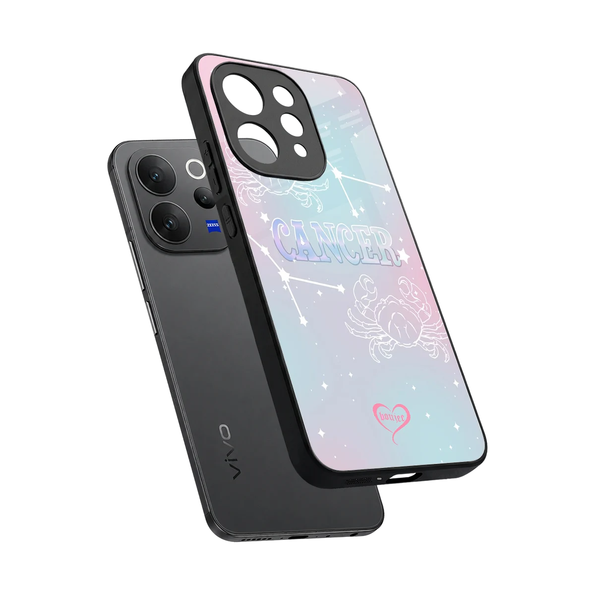 Cancer Aura sleek vivo v70 cover with tempered glass back and TPU edges