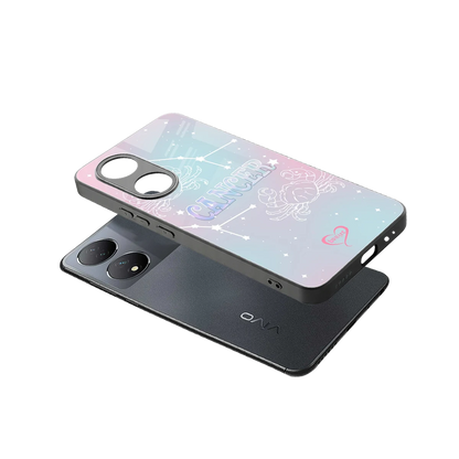 Cancer Aura sleek Vivo-y100 cover with tempered glass back and TPU edges