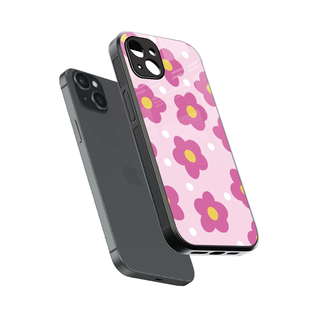 Candy Flower sleek iphone 15 plus cover with tempered glass back and TPU edges