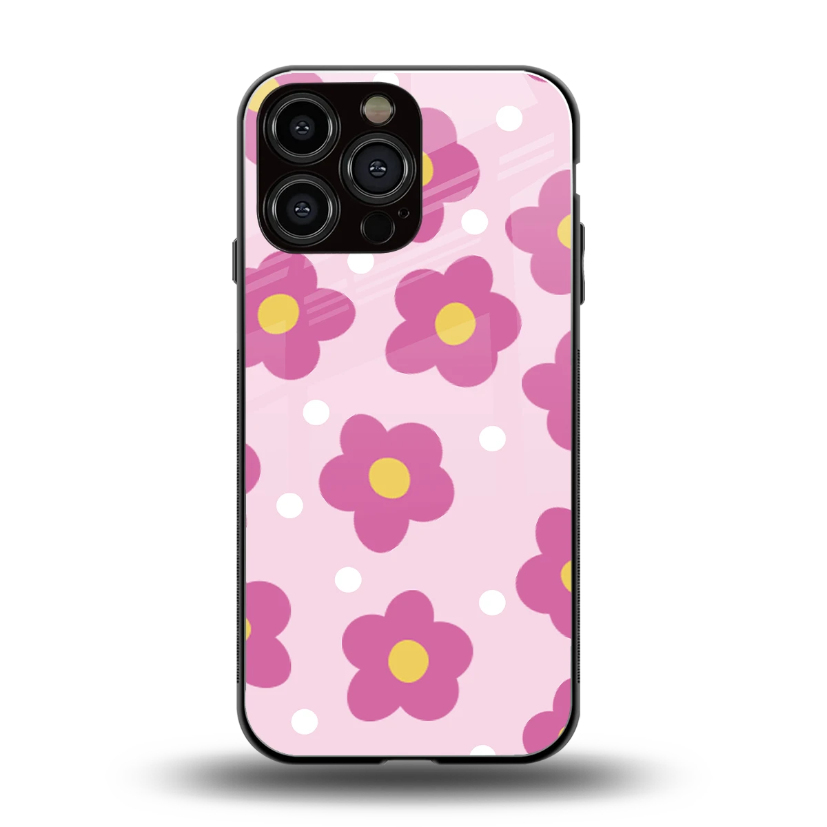 Candy Flower back phone cover | glass case for iphone 15 pro max