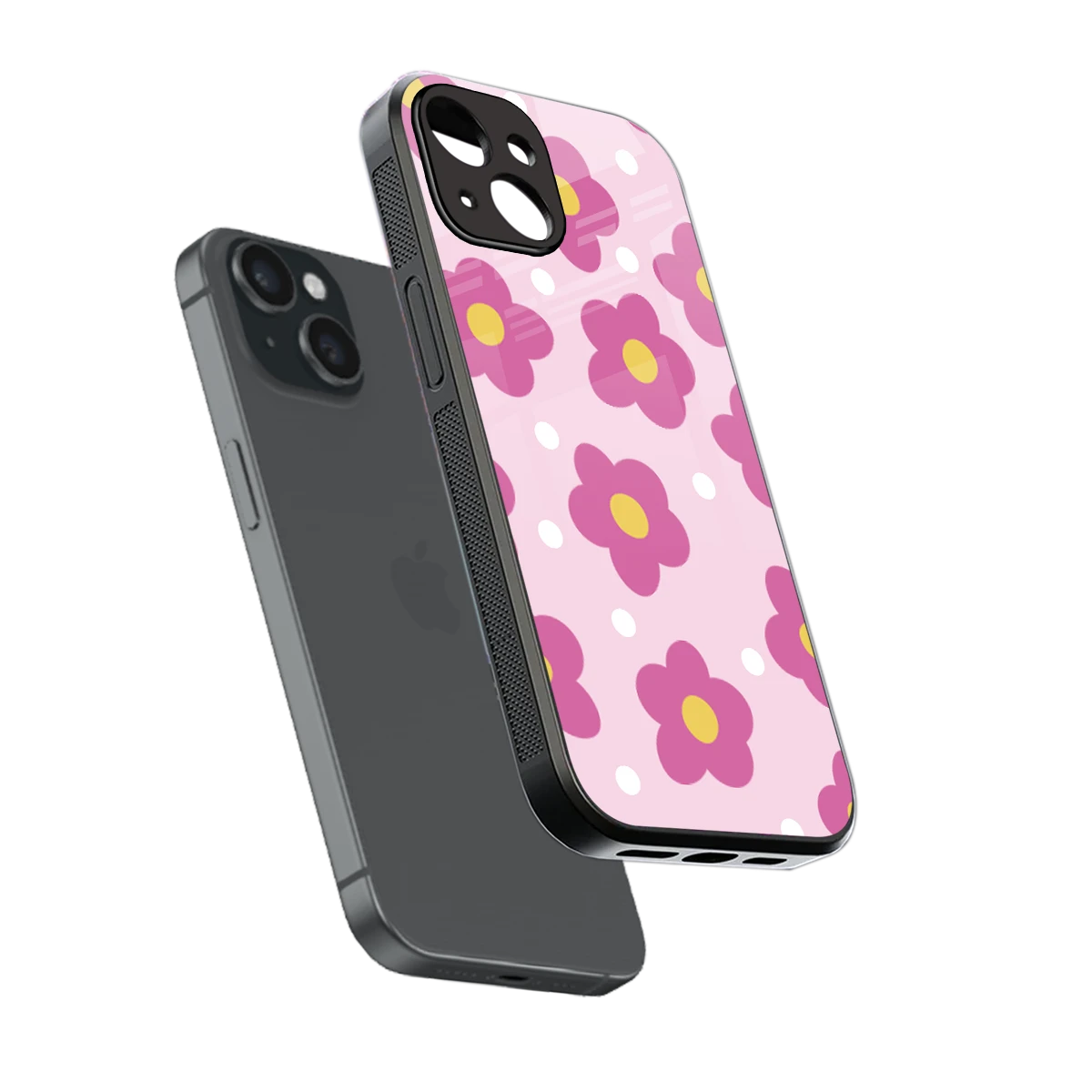 Candy Flower sleek iphone 15 cover with tempered glass back and TPU edges