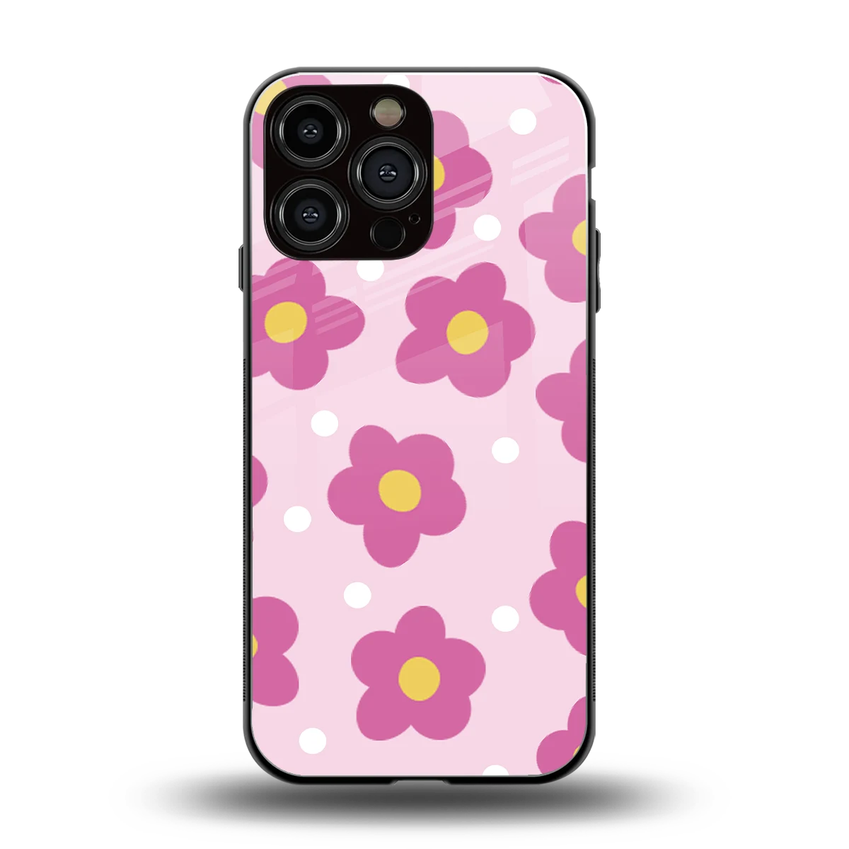 Candy Flower back phone cover | glass case for iphone 16 pro max