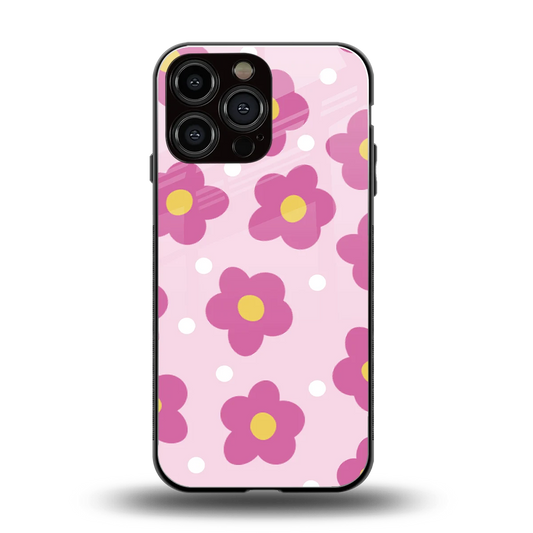 Candy Flower back phone cover | glass case for iphone 16 pro max