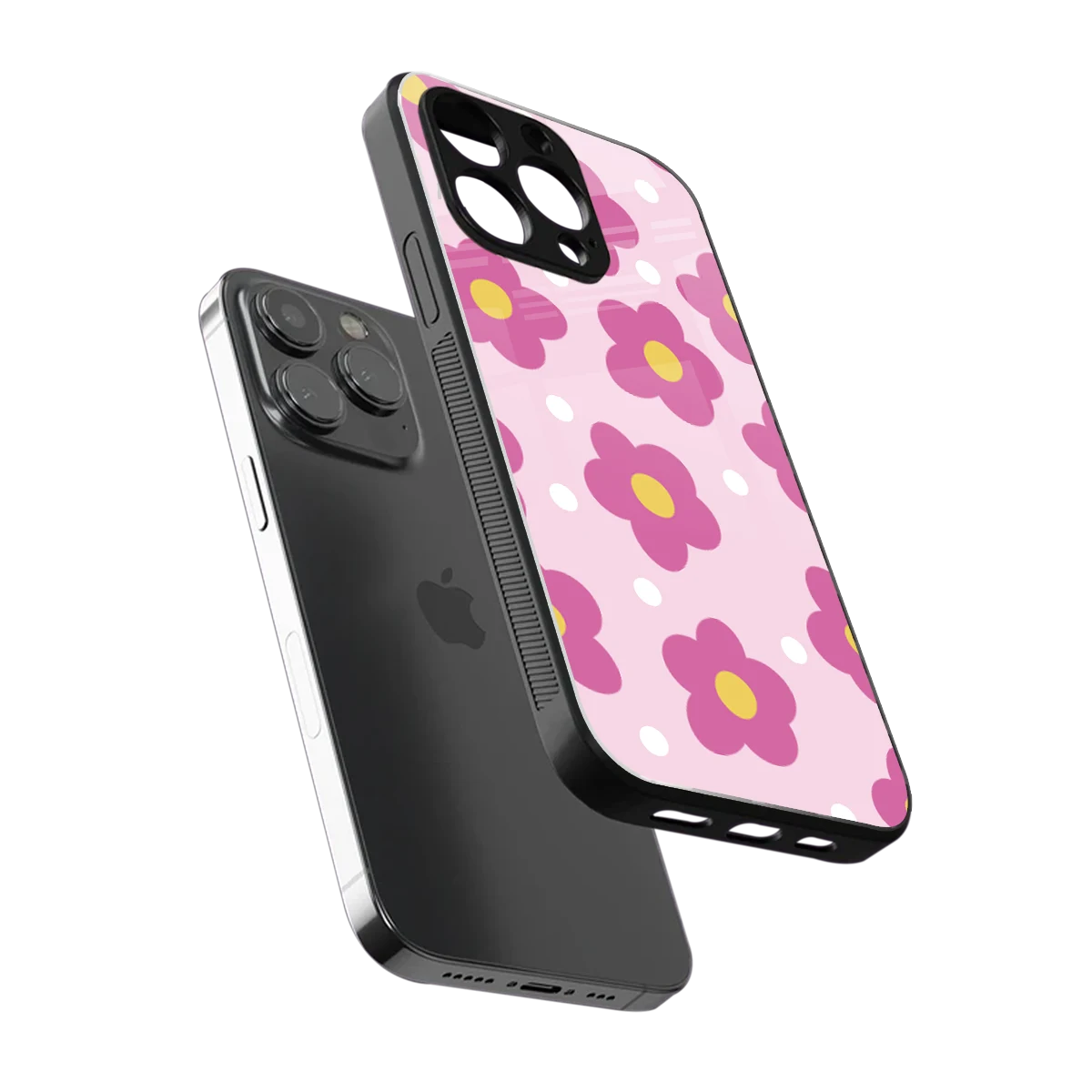 Candy Flower sleek iphone 16 pro max cover with tempered glass back and TPU edges