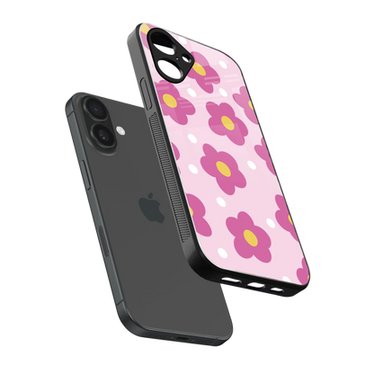 Candy Flower sleek iPhone 16 cover with tempered glass back and TPU edges