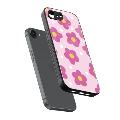 Candy Flower sleek iphone 16e cover with tempered glass back and TPU edges