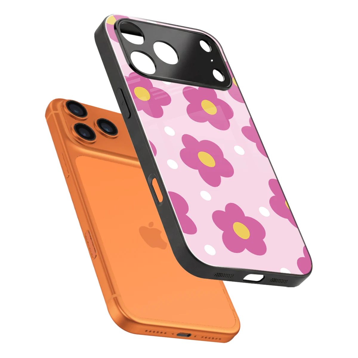 Candy Flower sleek iphone 17 pro max cover with tempered glass back and TPU edges