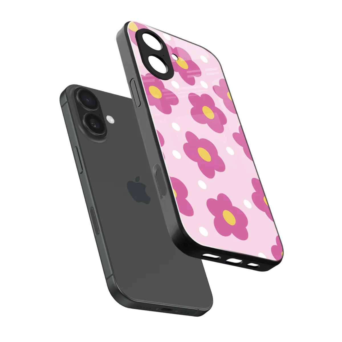 Candy Flower sleek iphone 17 cover with tempered glass back and TPU edges