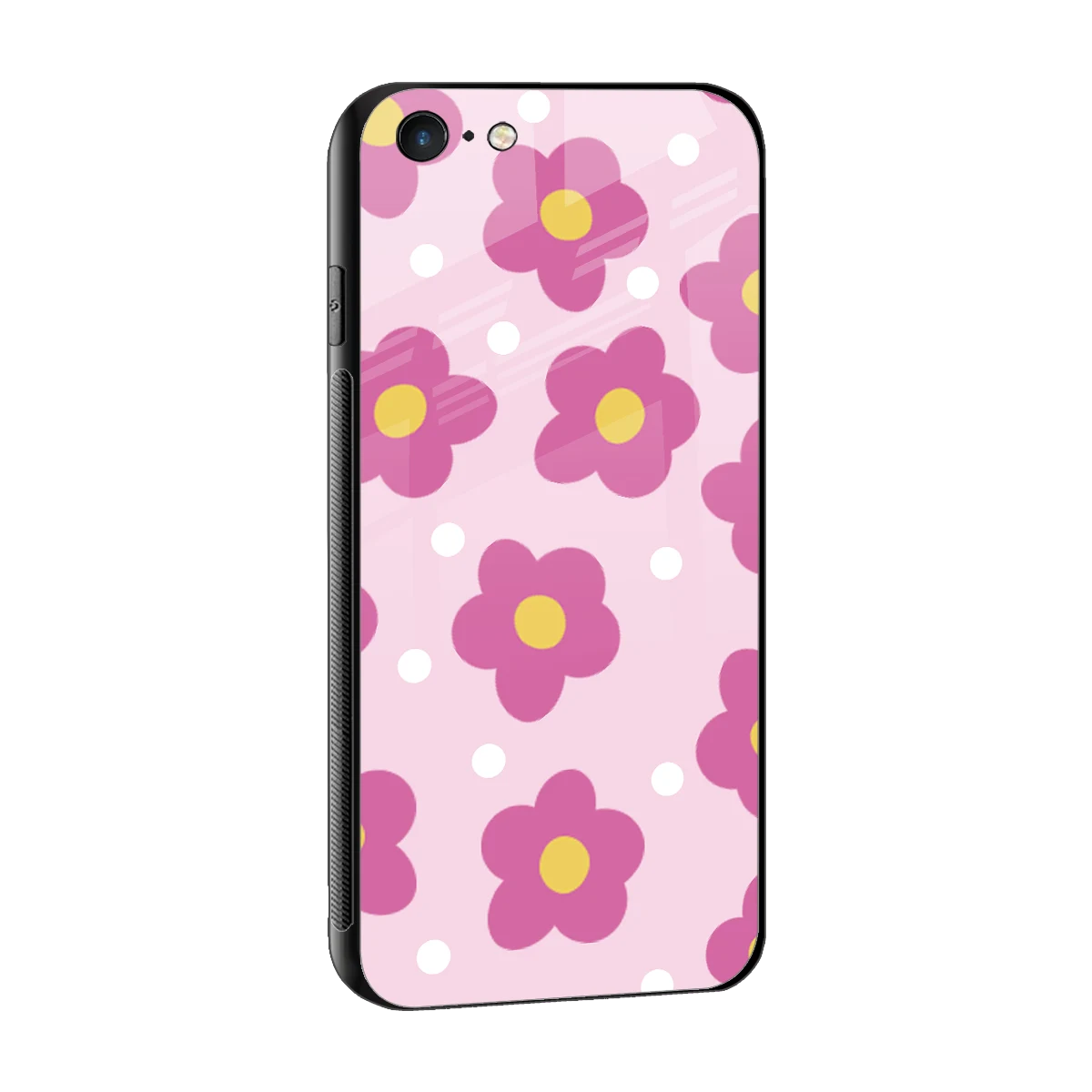 Candy Flower sleek iphone 6 cover with tempered glass back and TPU edges