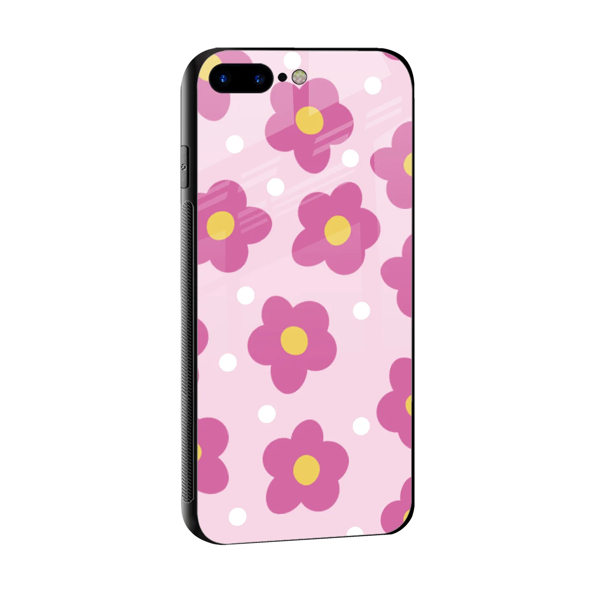 Candy Flower sleek iphone 8 plus cover with tempered glass back and TPU edges