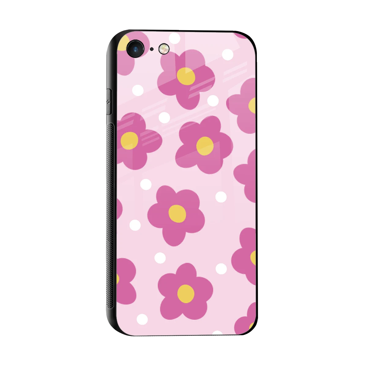 Candy Flower sleek iphone 7 cover with tempered glass back and TPU edges