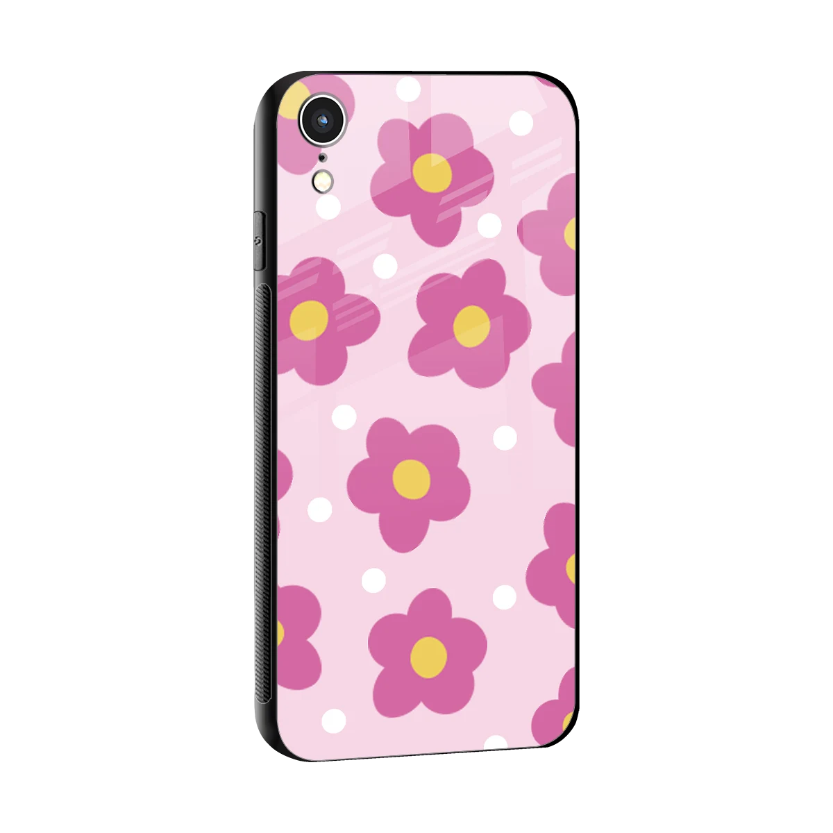 Candy Flower sleek iphone xr cover with tempered glass back and TPU edges