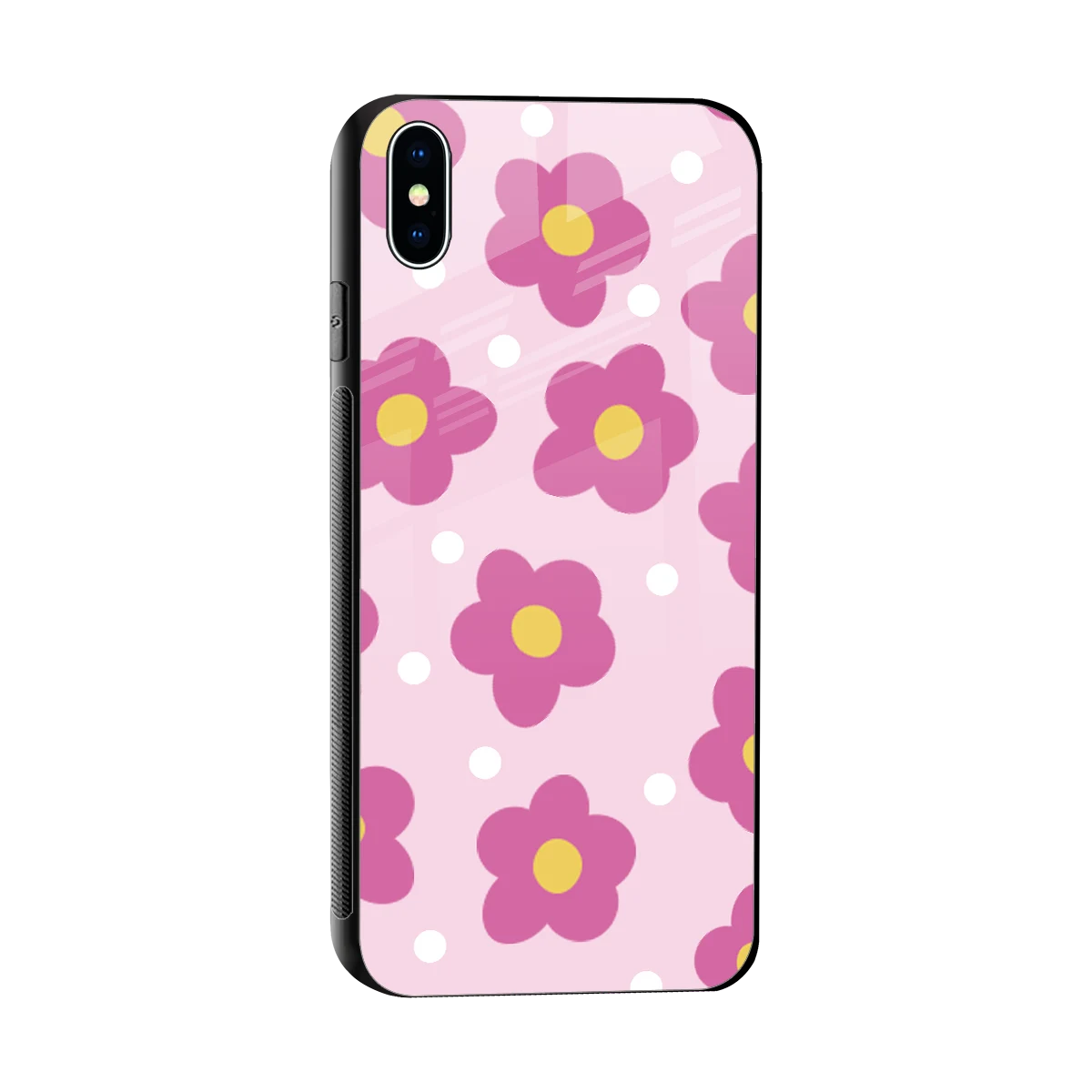 Candy Flower sleek iphone xs max cover with tempered glass back and TPU edges
