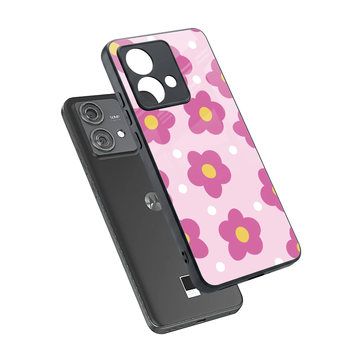 Candy Flower sleek motorola edge 40 neo 5g cover with tempered glass back and TPU edges