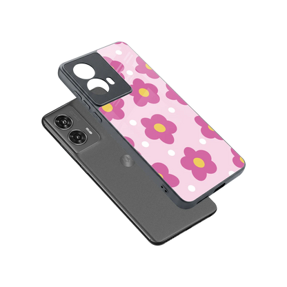 Candy Flower sleek motorola edge 50 fusion cover with tempered glass back and TPU edges