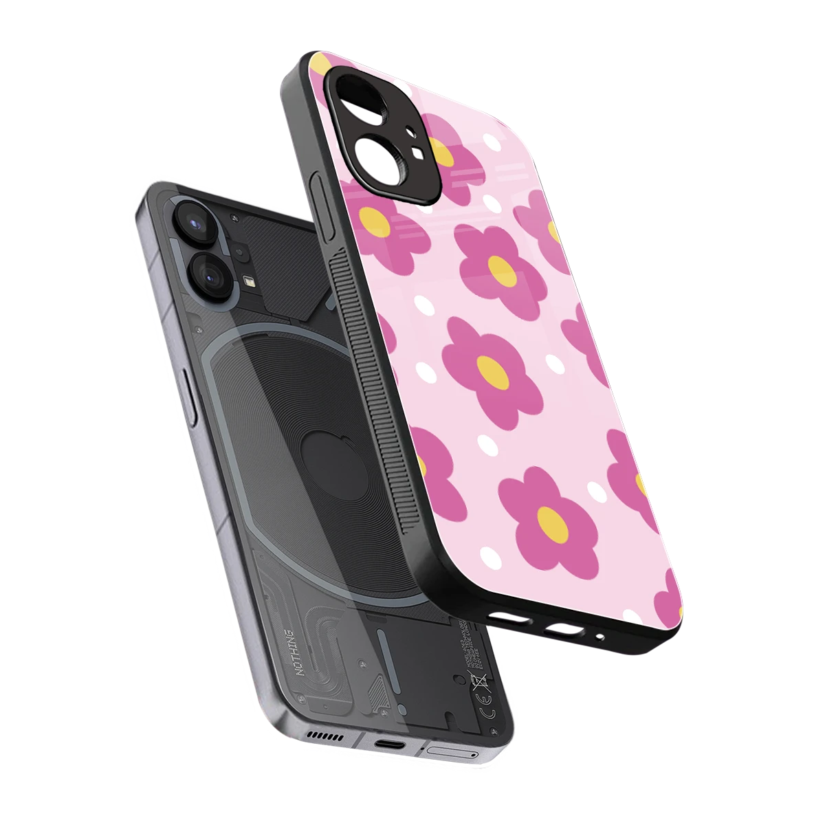 Candy Flower sleek nothing phone 1 cover with tempered glass back and TPU edges