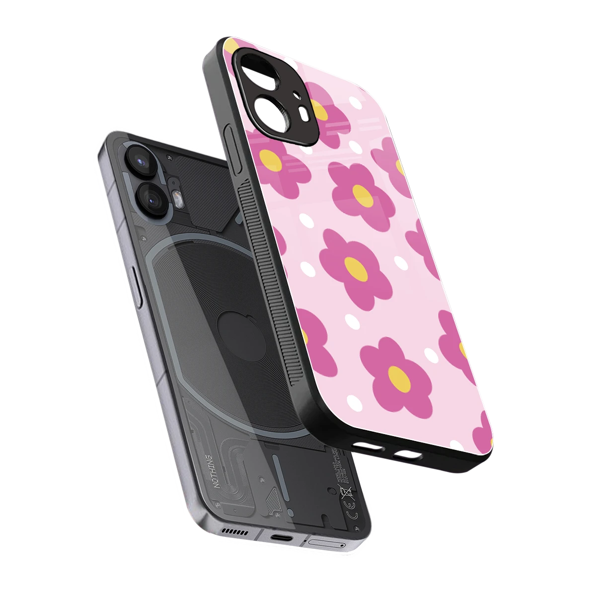 Candy Flower sleek nothing phone 2 cover with tempered glass back and TPU edges