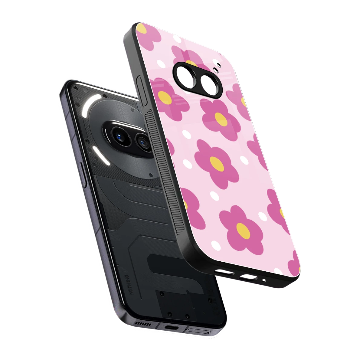 Candy Flower sleek nothing phone 2a cover with tempered glass back and TPU edges