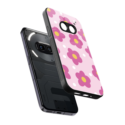 Candy Flower sleek nothing phone 2a cover with tempered glass back and TPU edges