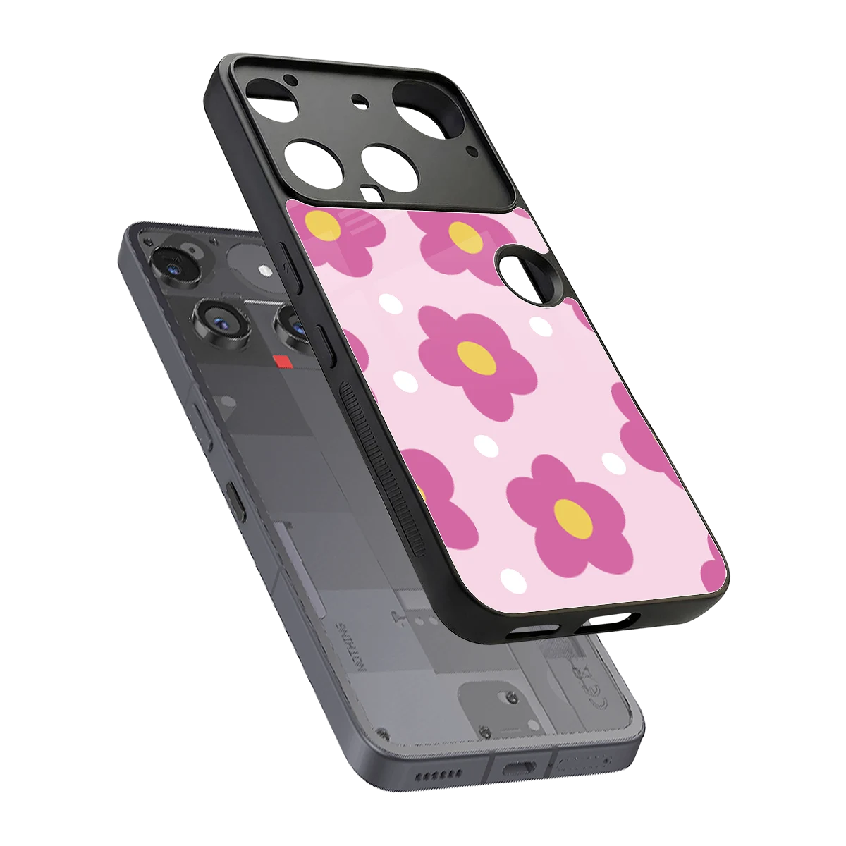 Candy Flower sleek nothing phone 3 cover with tempered glass back and TPU edges