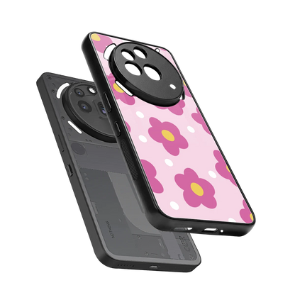 Candy Flower sleek nothing phone 3a pro cover with tempered glass back and TPU edges