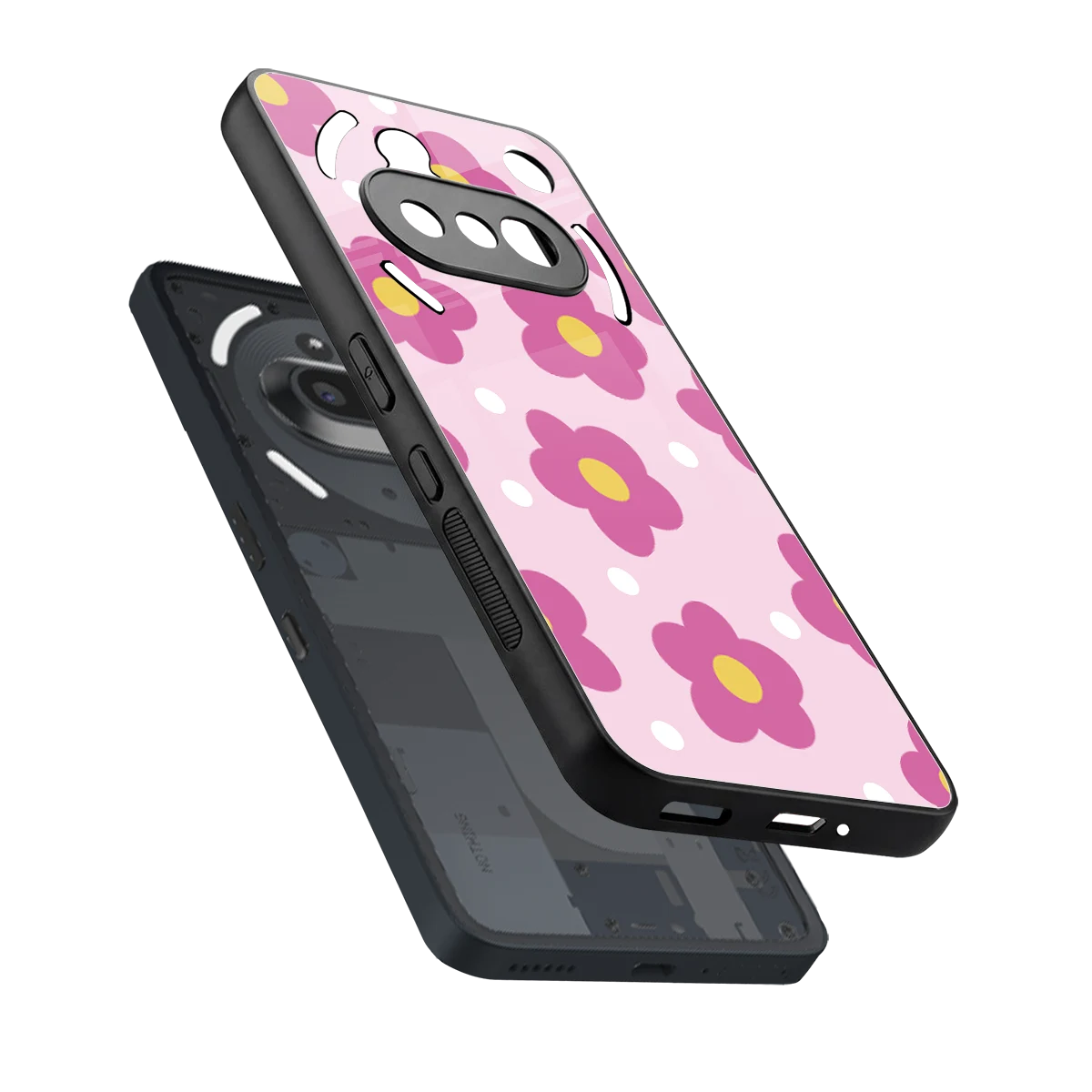 Candy Flower sleek nothing phone 3a cover with tempered glass back and TPU edges