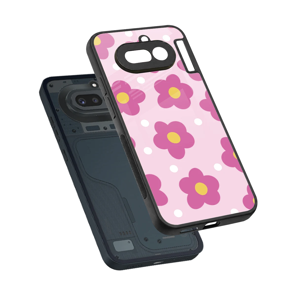 Candy Flower sleek nothing phone 4a cover with tempered glass back and TPU edges