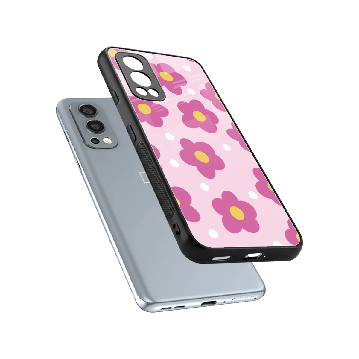 Candy Flower sleek oneplus nord 2 cover with tempered glass back and TPU edges