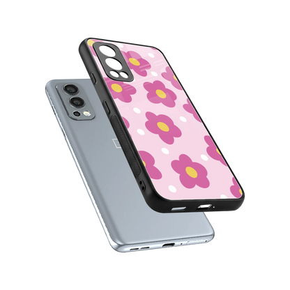 Candy Flower sleek oneplus nord 2 cover with tempered glass back and TPU edges