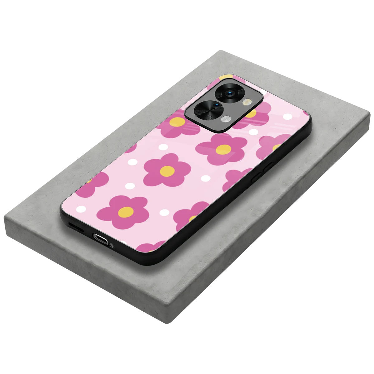 Candy Flower stylish phone case for oneplus nord 2t | glossy glass and slim fit