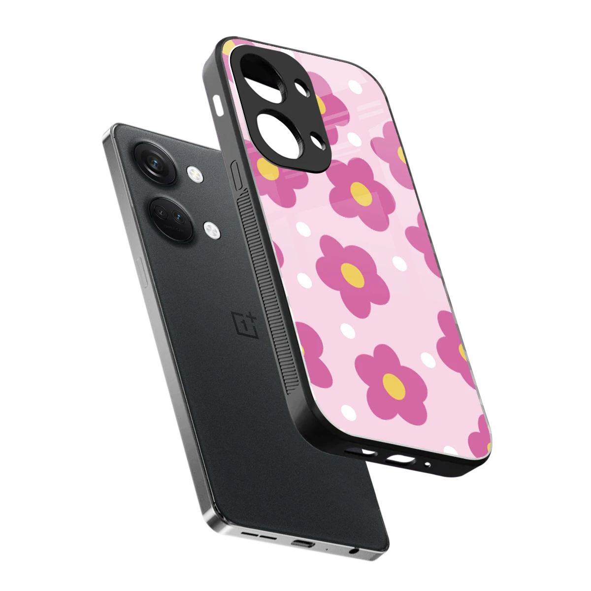 Candy Flower sleek oneplus nord 3 cover with tempered glass back and TPU edges