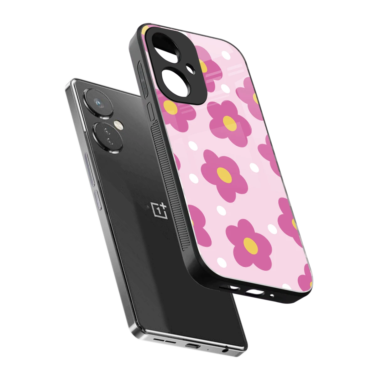 Candy Flower sleek oneplus nord ce 3 cover with tempered glass back and TPU edges