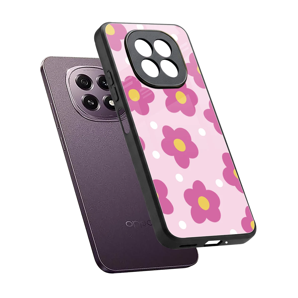 Candy Flower sleek oppo f29 5g cover with tempered glass back and TPU edges